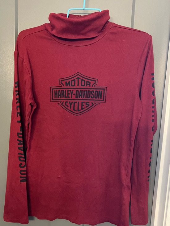 Harley-Davidson Tops - Harley-Davidson Burgundy Red Logo Pullover size XL turtleneck